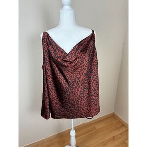 Ava & Viv Adjustable Strap Drape Neck Leopard Print Tank Top Women's Size 3X NWT